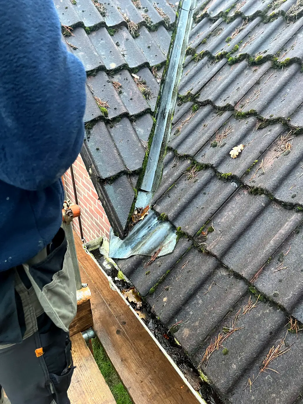 Valley and gutter repair in progress